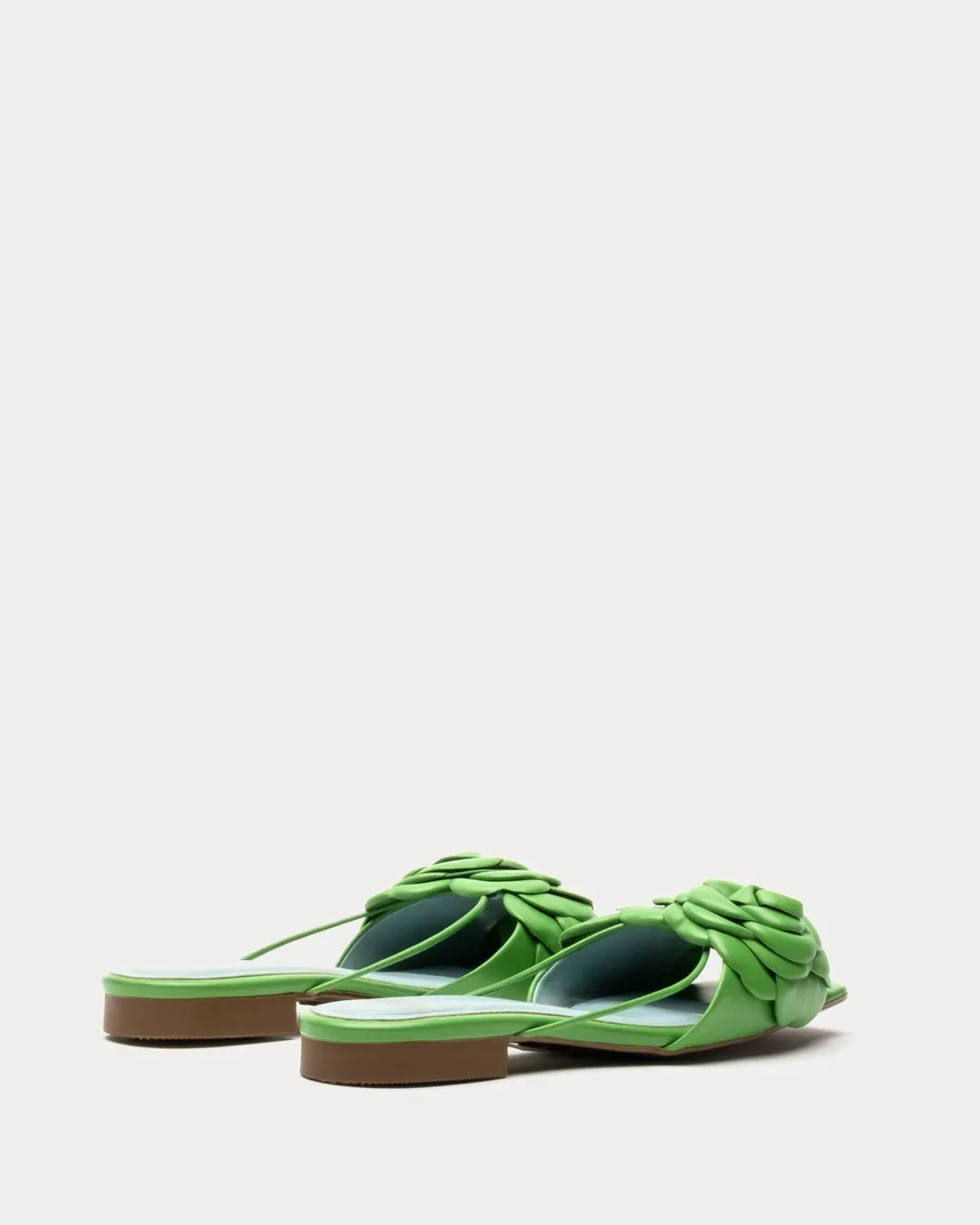 Frances Valentine Gardenia Flower Sandal Solid Soft Nappa Green