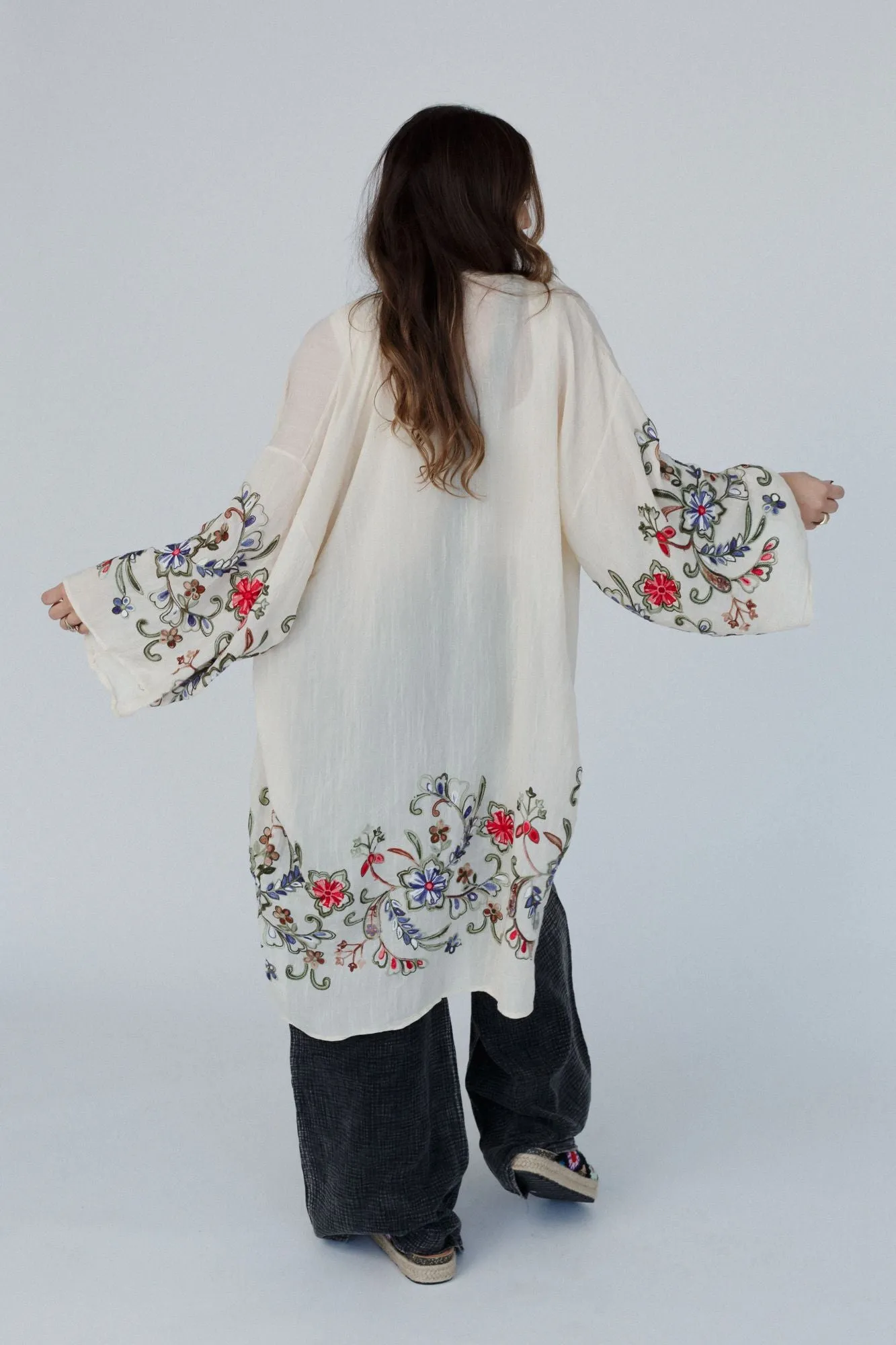 Fun In Florals Kimono - Cream