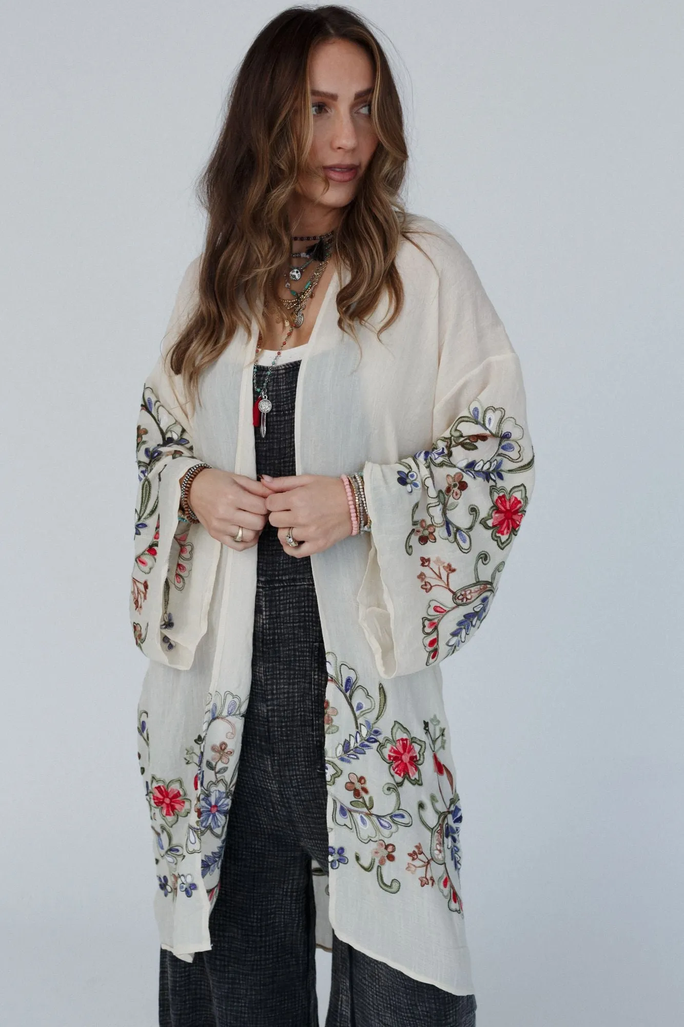 Fun In Florals Kimono - Cream