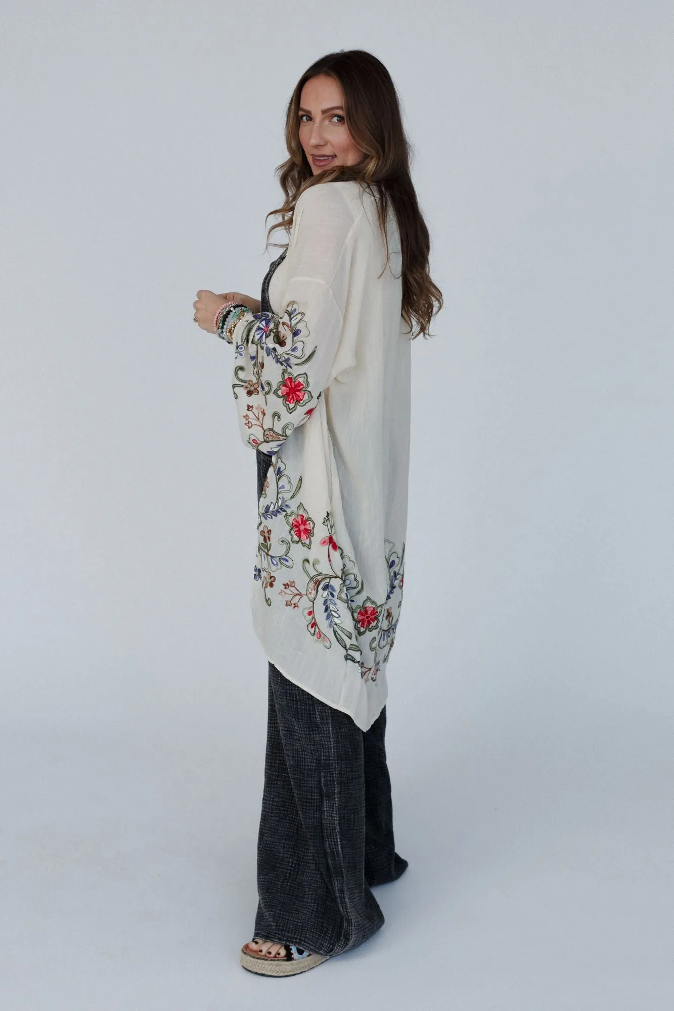 Fun In Florals Kimono - Cream