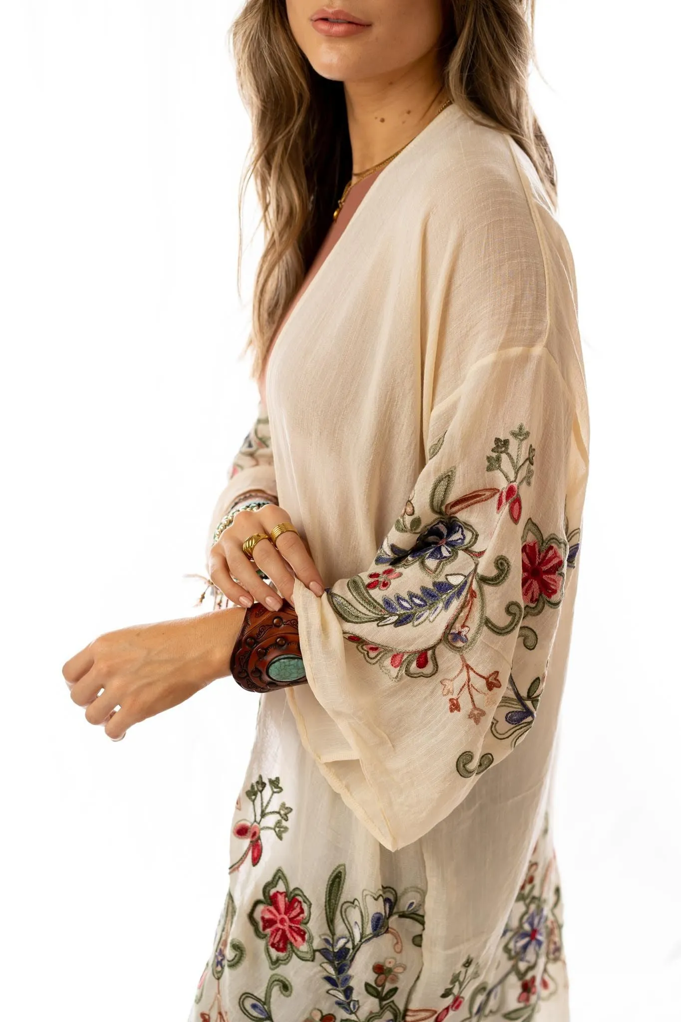 Fun In Florals Kimono - Cream