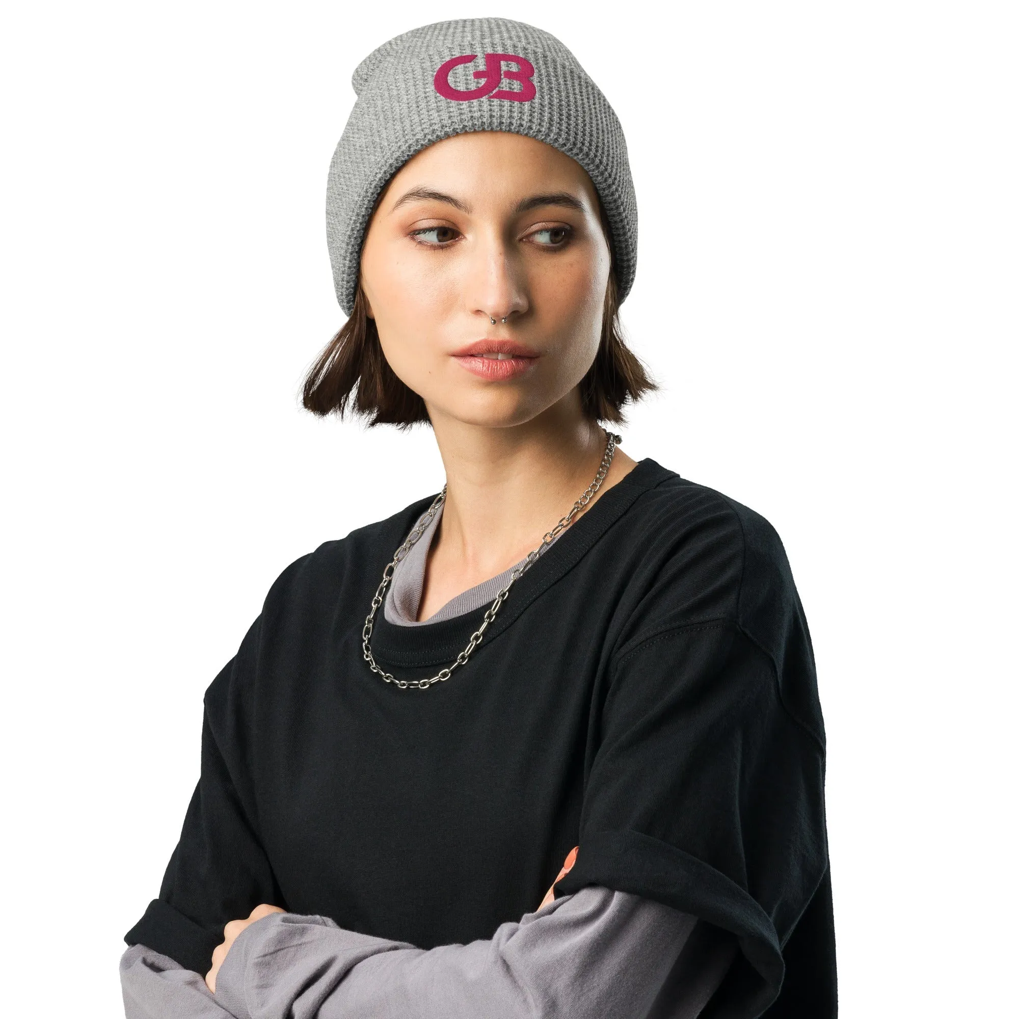 Gerald Black Waffle Beanie PNK