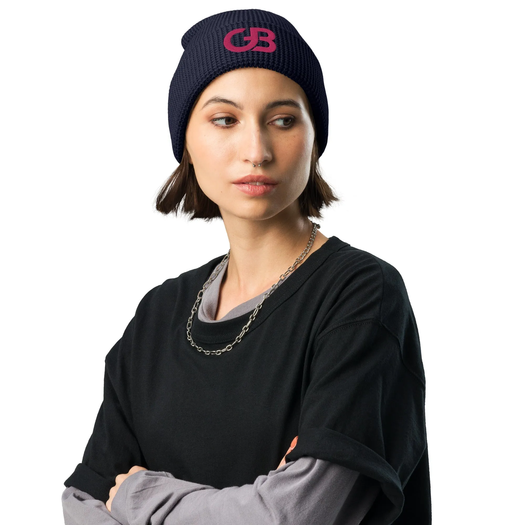 Gerald Black Waffle Beanie PNK