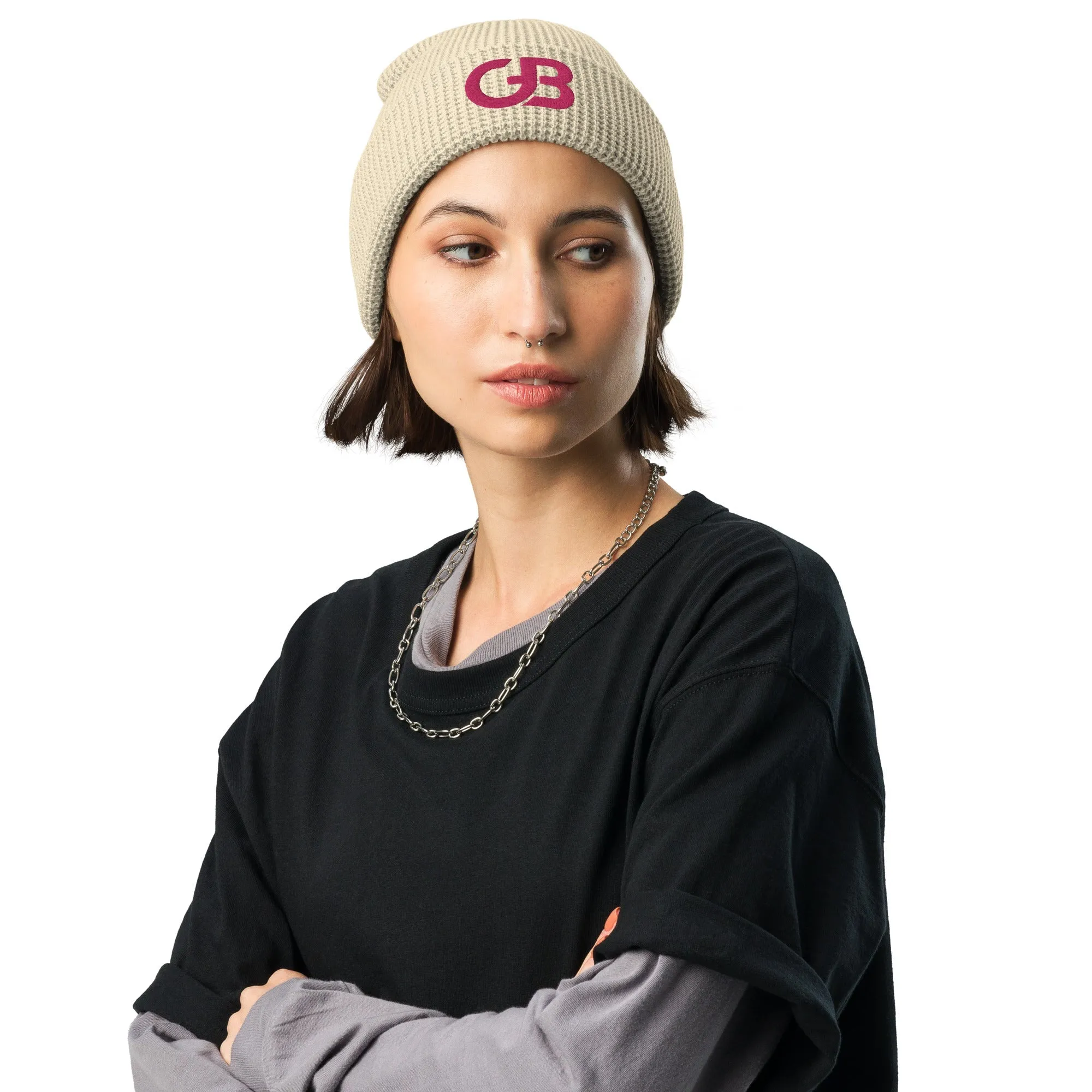 Gerald Black Waffle Beanie PNK