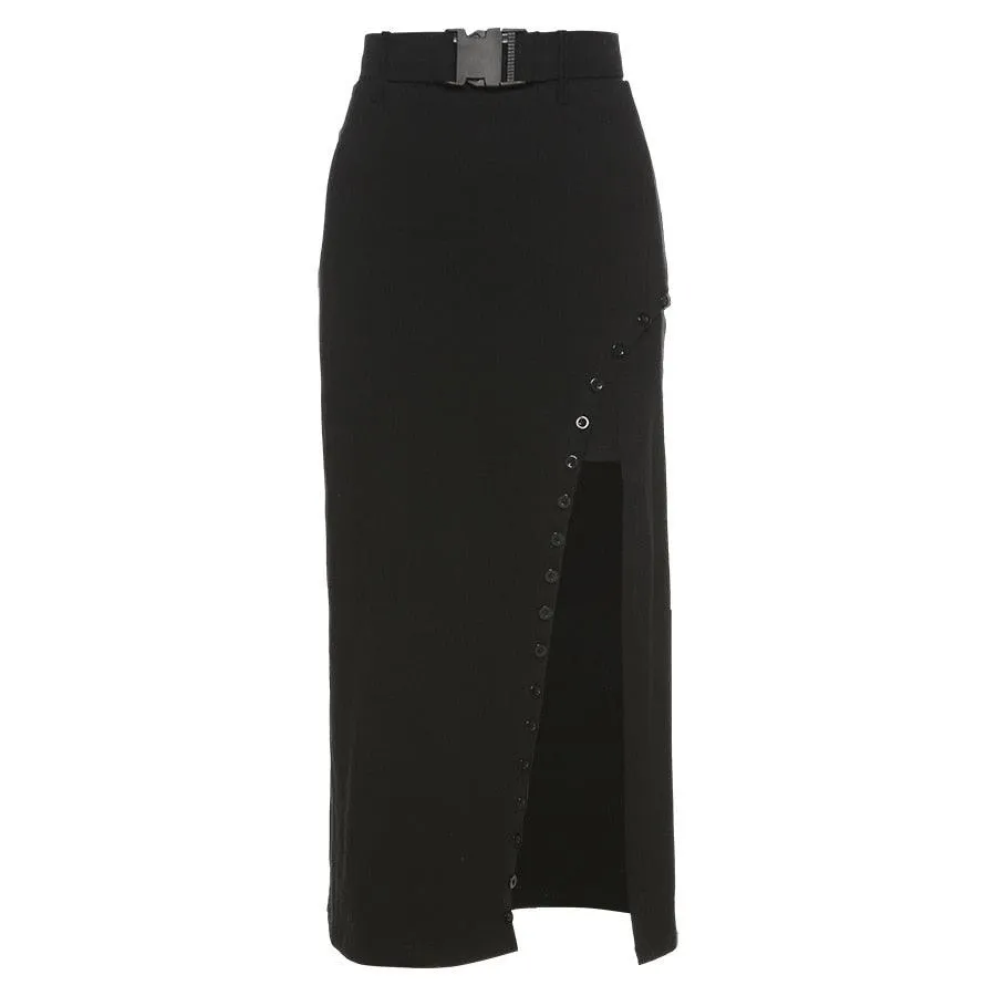 Gothic High Waist A-Line Sexy Slit Side Long Dress