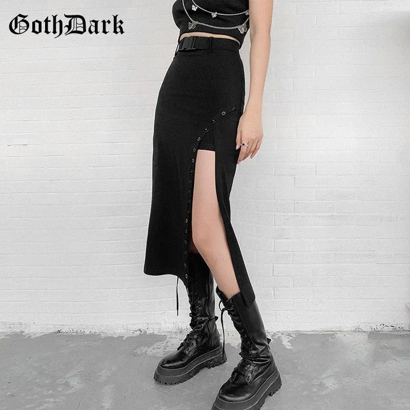 Gothic High Waist A-Line Sexy Slit Side Long Dress