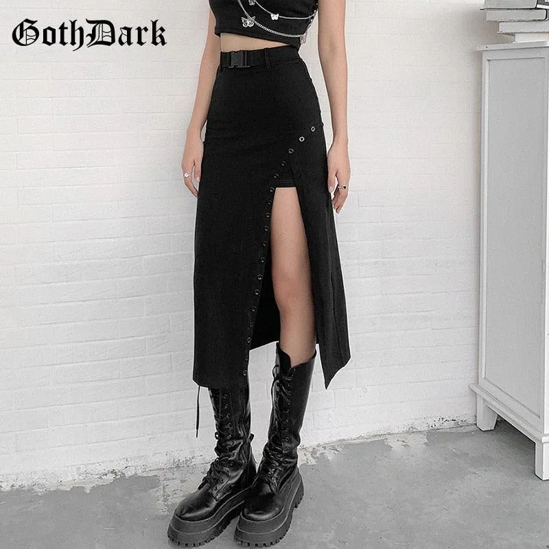 Gothic High Waist A-Line Sexy Slit Side Long Dress