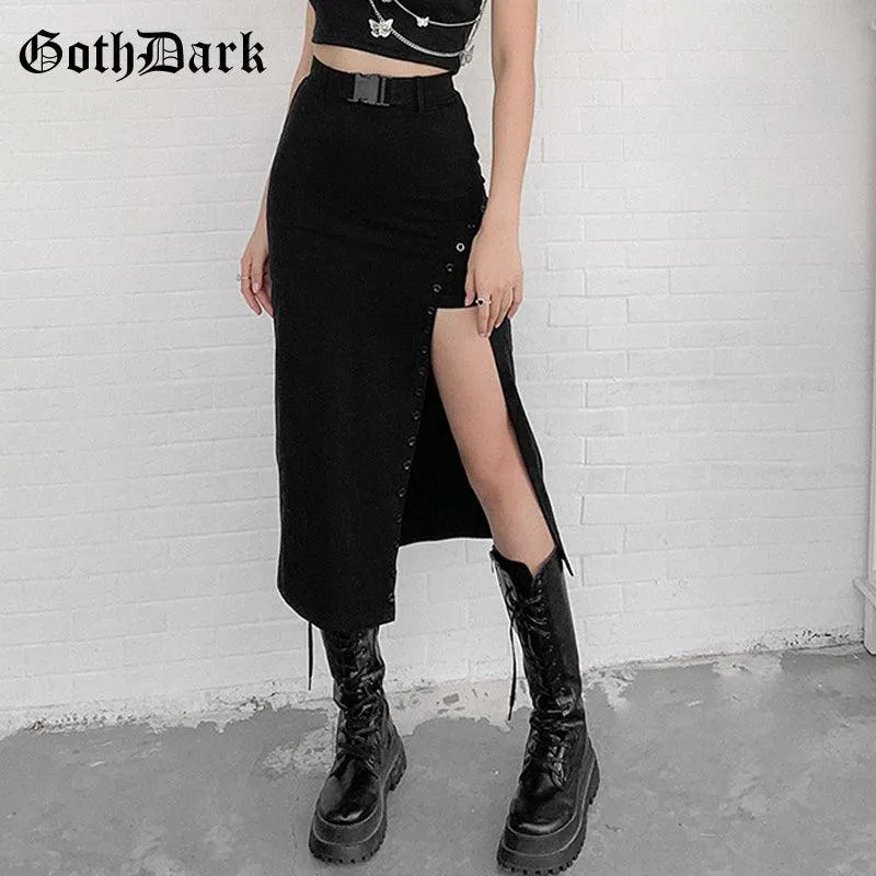 Gothic High Waist A-Line Sexy Slit Side Long Dress