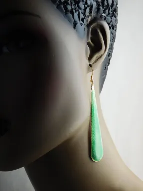 Green Earrings Drop Jewelry Long Women