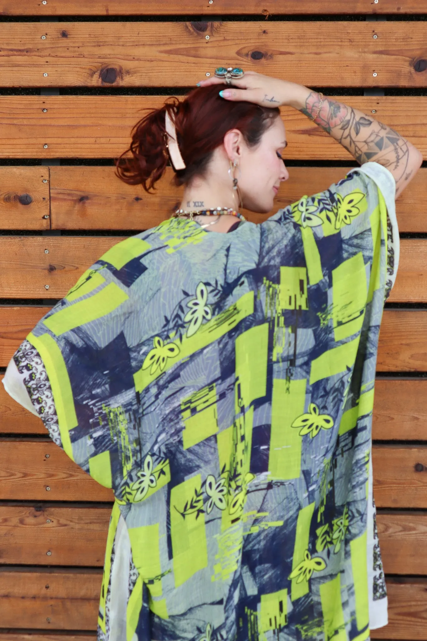 Green Goddess Ethnic Print Kimono