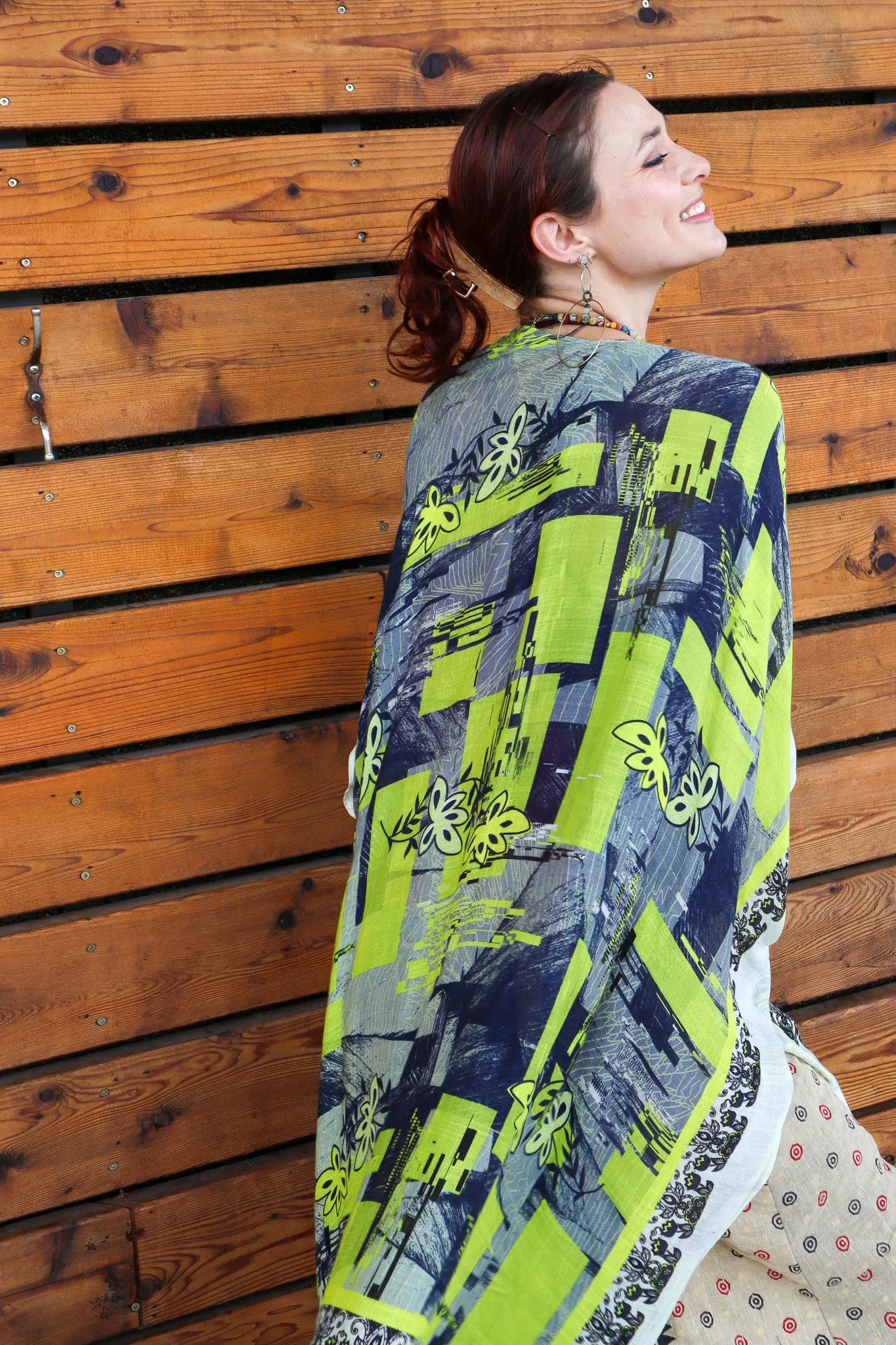 Green Goddess Ethnic Print Kimono