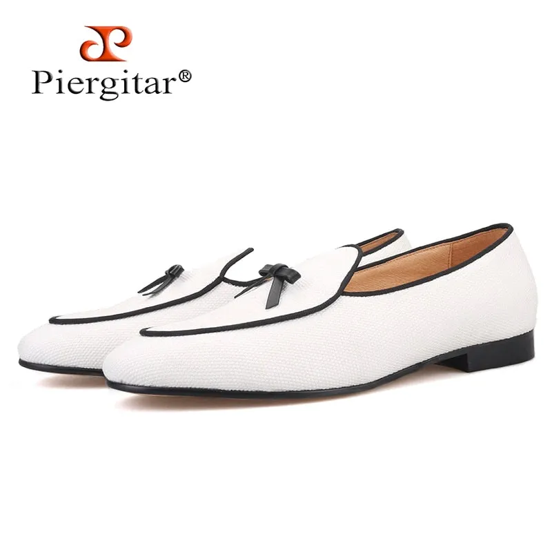 Handmade Two Colors Cotton Canvas Men Loafers