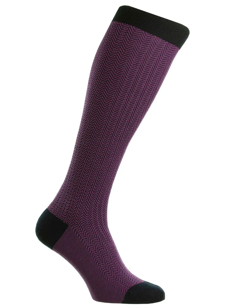 Herringbone Over the Calf Socks in Sweet Pea and Navy