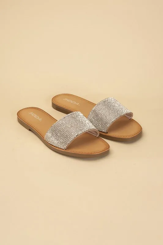 JUSTICE RHINESTONE SLIDES