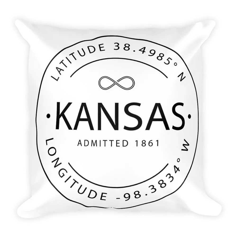 Kansas - Throw Pillow - Latitude & Longitude