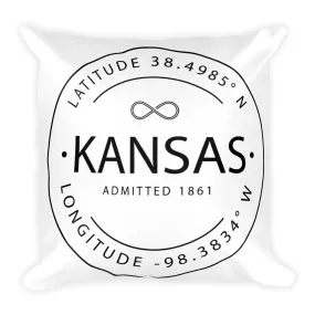 Kansas - Throw Pillow - Latitude & Longitude