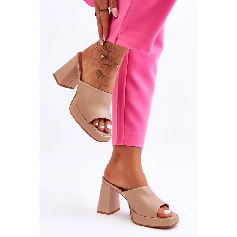 Livesa Beige Leather High Heels