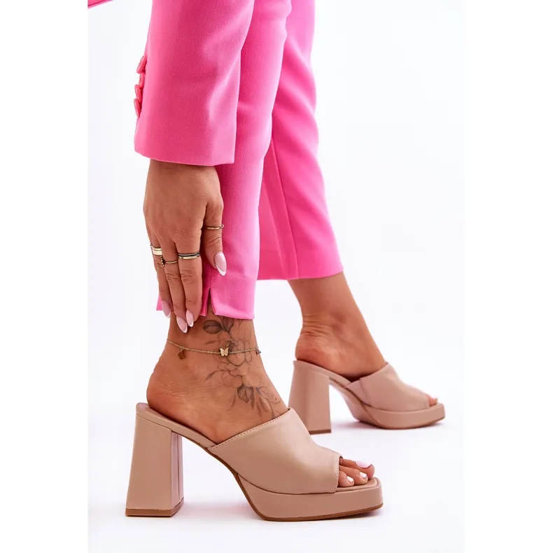 Livesa Beige Leather High Heels