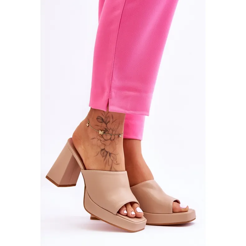 Livesa Beige Leather High Heels