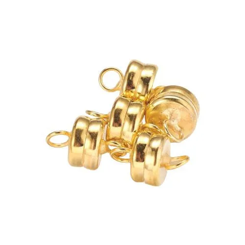 Magnetic Clasps, Flat, Round, Gold Plated, Brass, 11x7mm