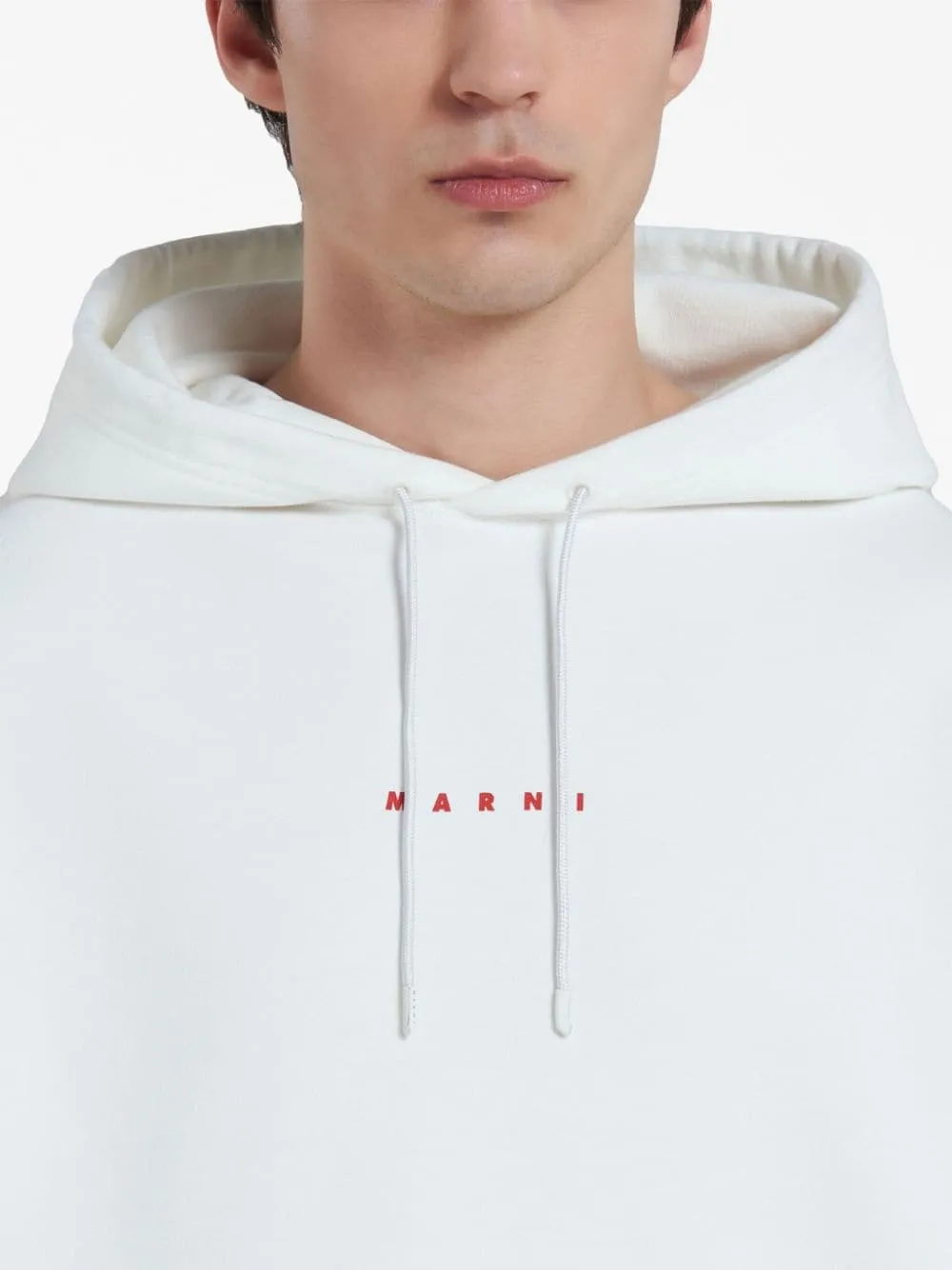 Marni - Sweat à capuche white à logo imprimé