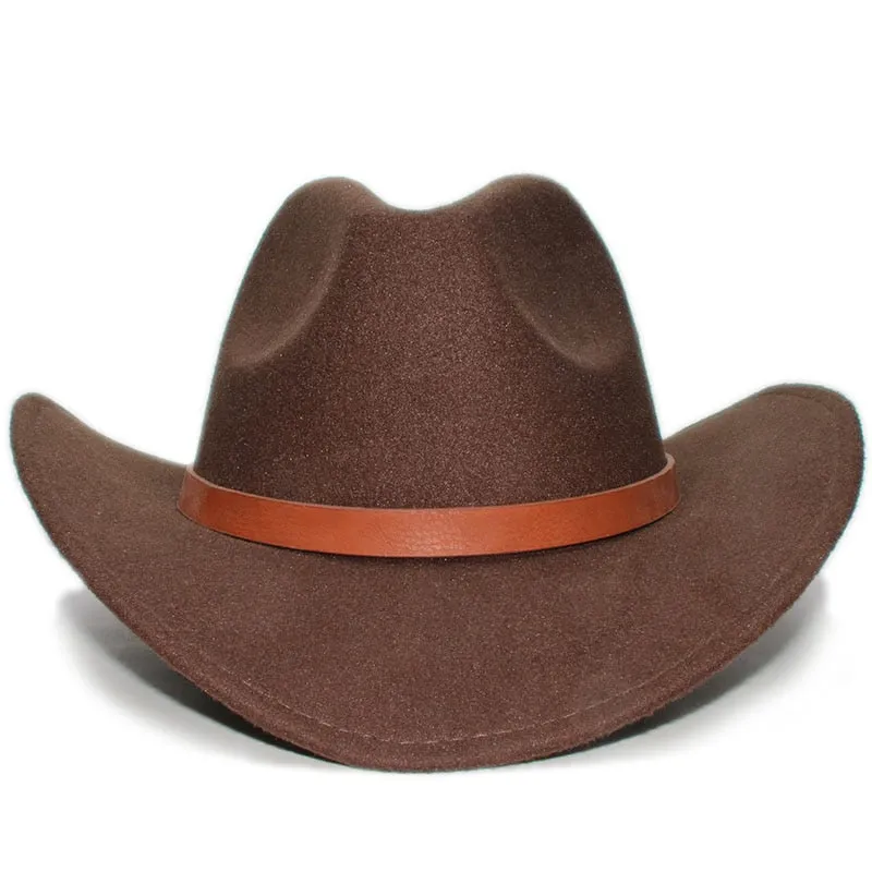 Men and Women Retro Wool Wide Brim Western Formal Cowboy Hat