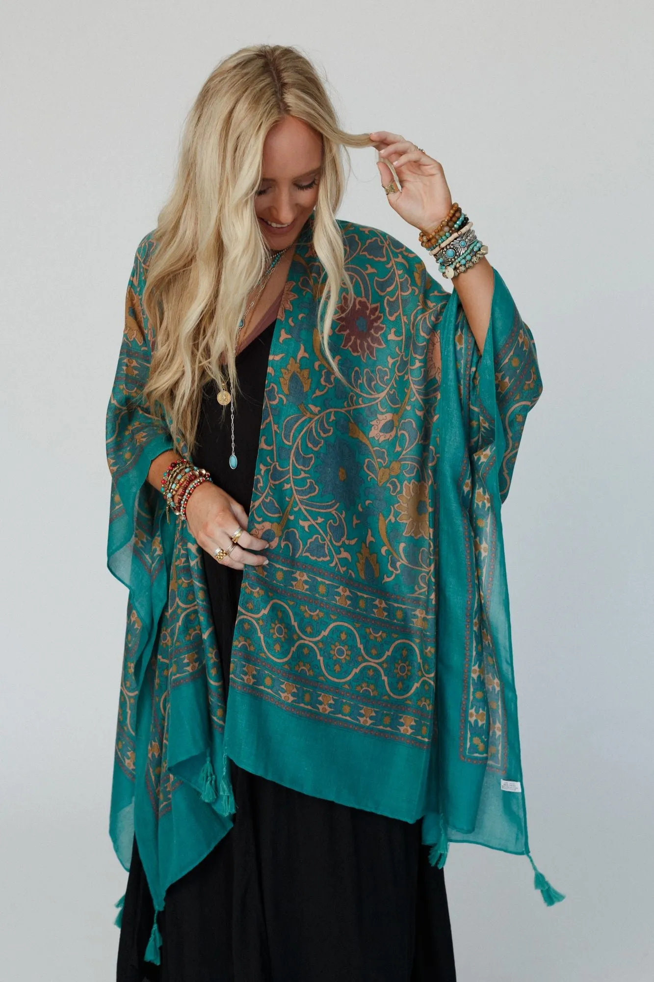 Moroccan Beauty Tassel Kimono - Green