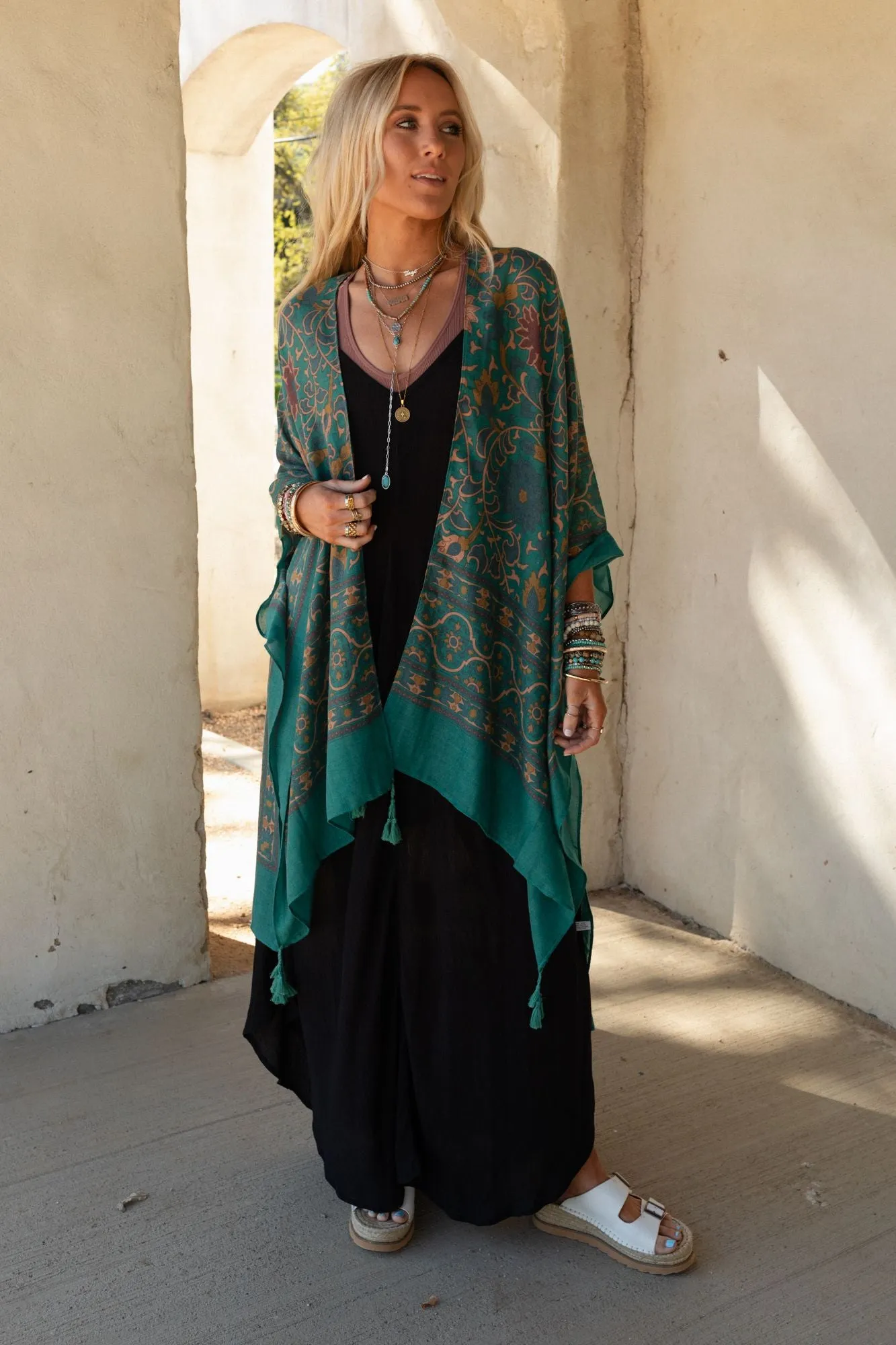 Moroccan Beauty Tassel Kimono - Green