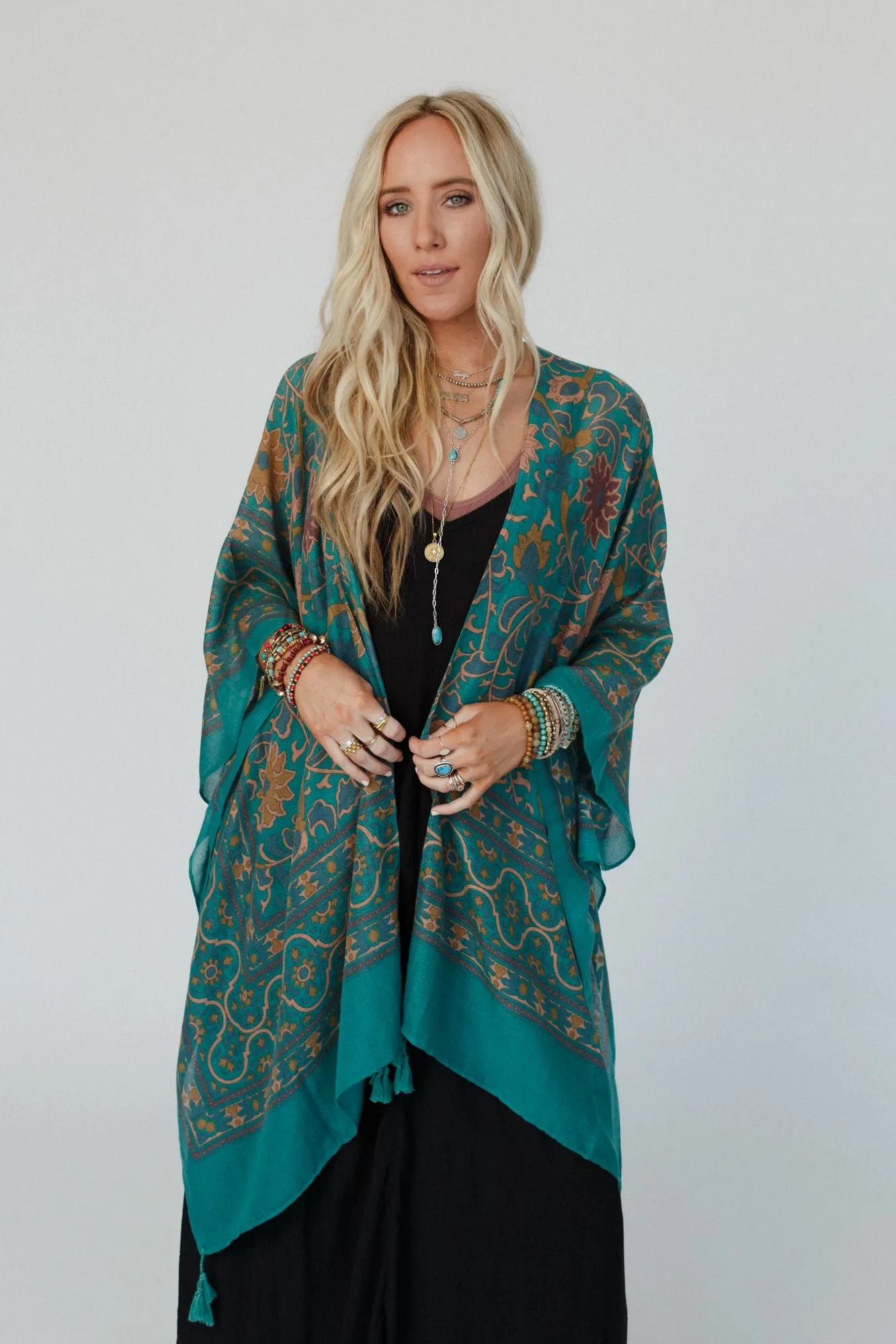 Moroccan Beauty Tassel Kimono - Green