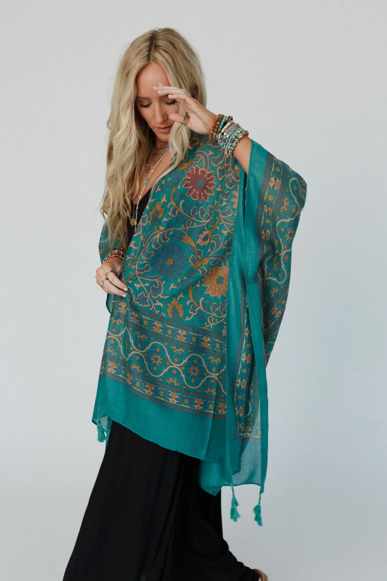 Moroccan Beauty Tassel Kimono - Green