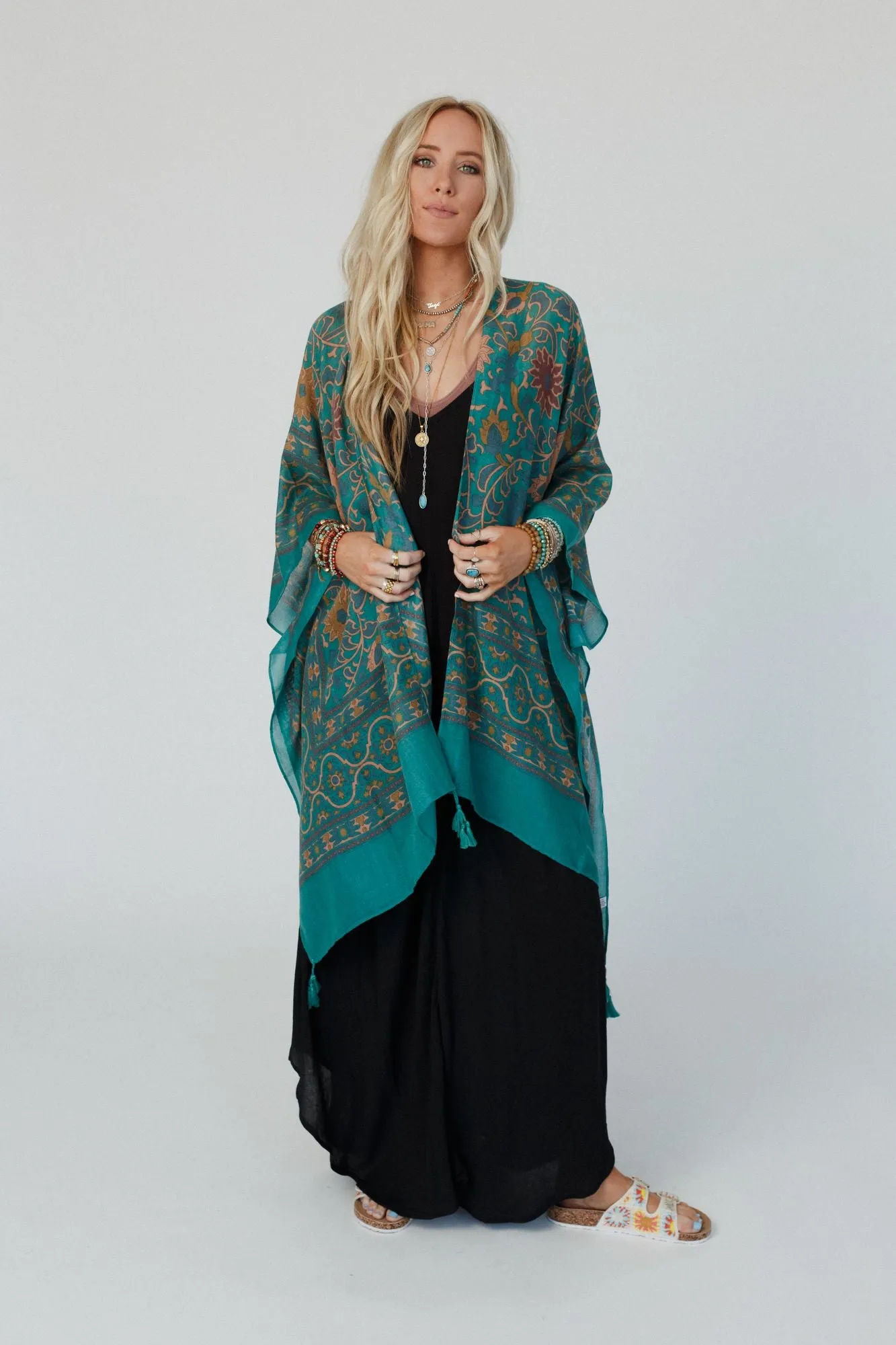 Moroccan Beauty Tassel Kimono - Green