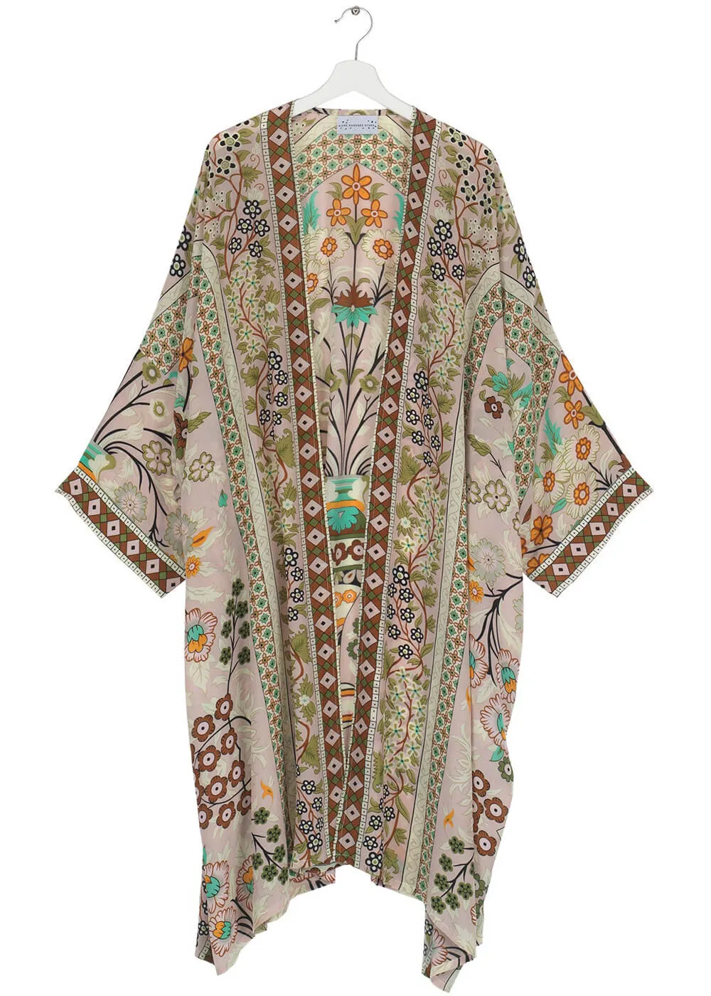 One Hundred Stars Flower Arch Long Kimono Sage