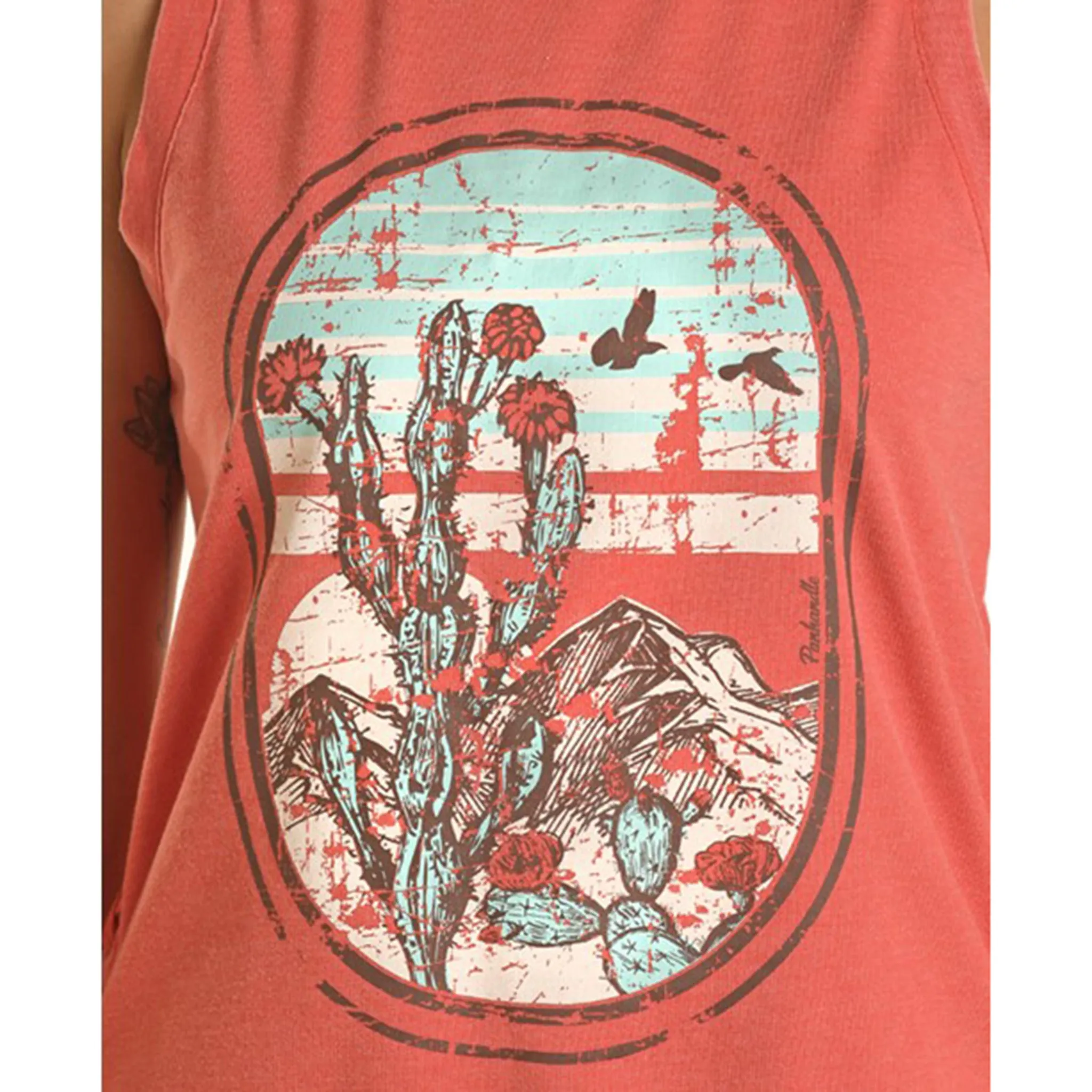 Panhandle Women's Graphic Coral Side Lace Up Side Seam Tank