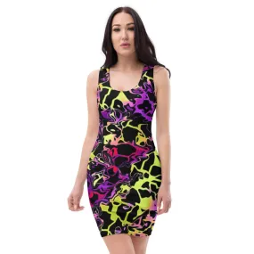 Psychedelic Rainbow Leopard Print Bodycon Dress