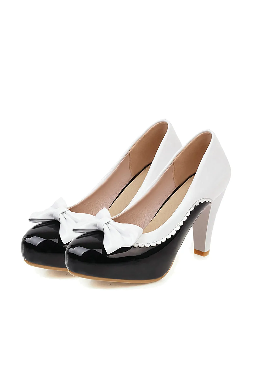 Retro Bowknot High Heels Shoes