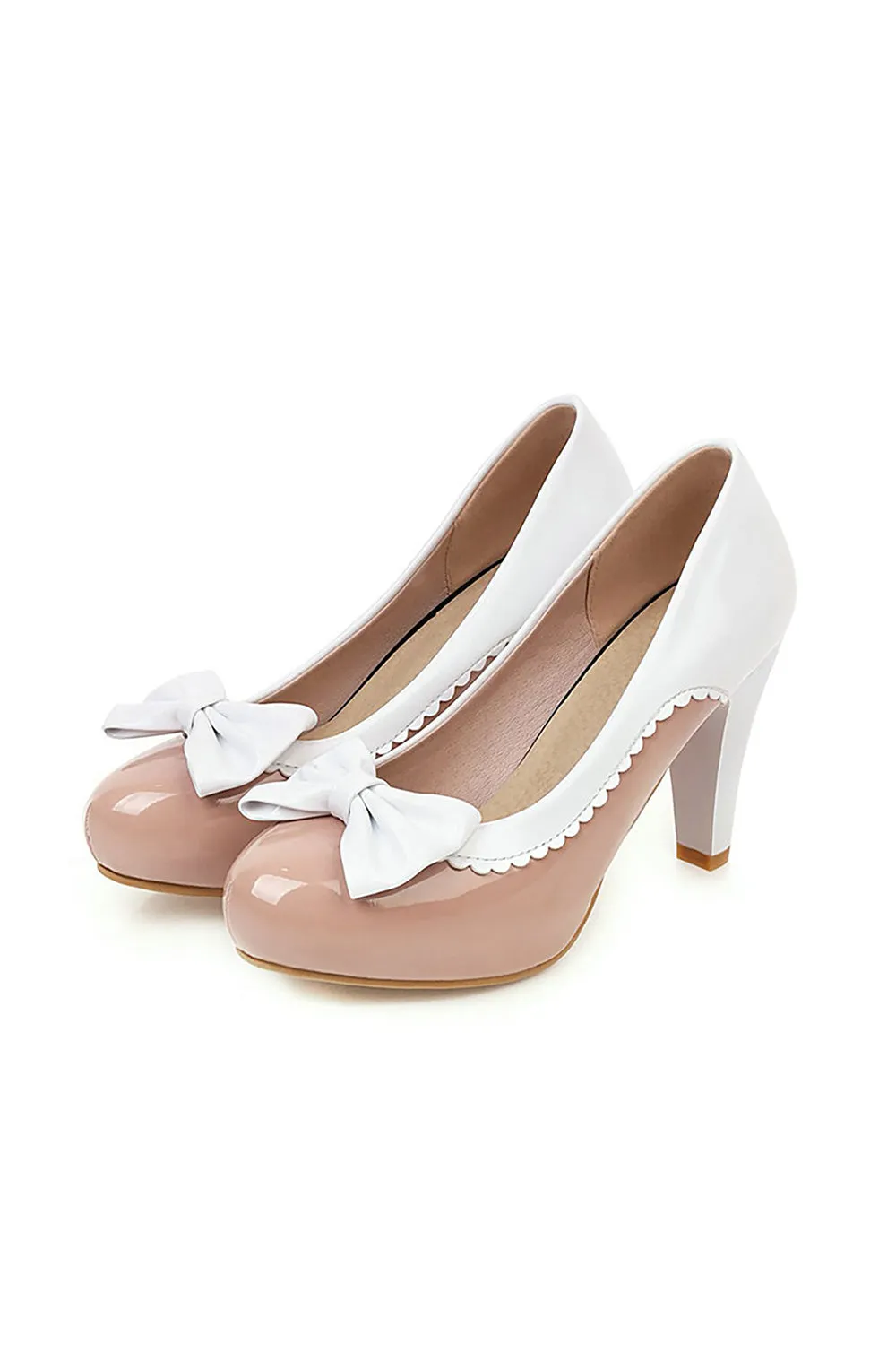 Retro Bowknot High Heels Shoes