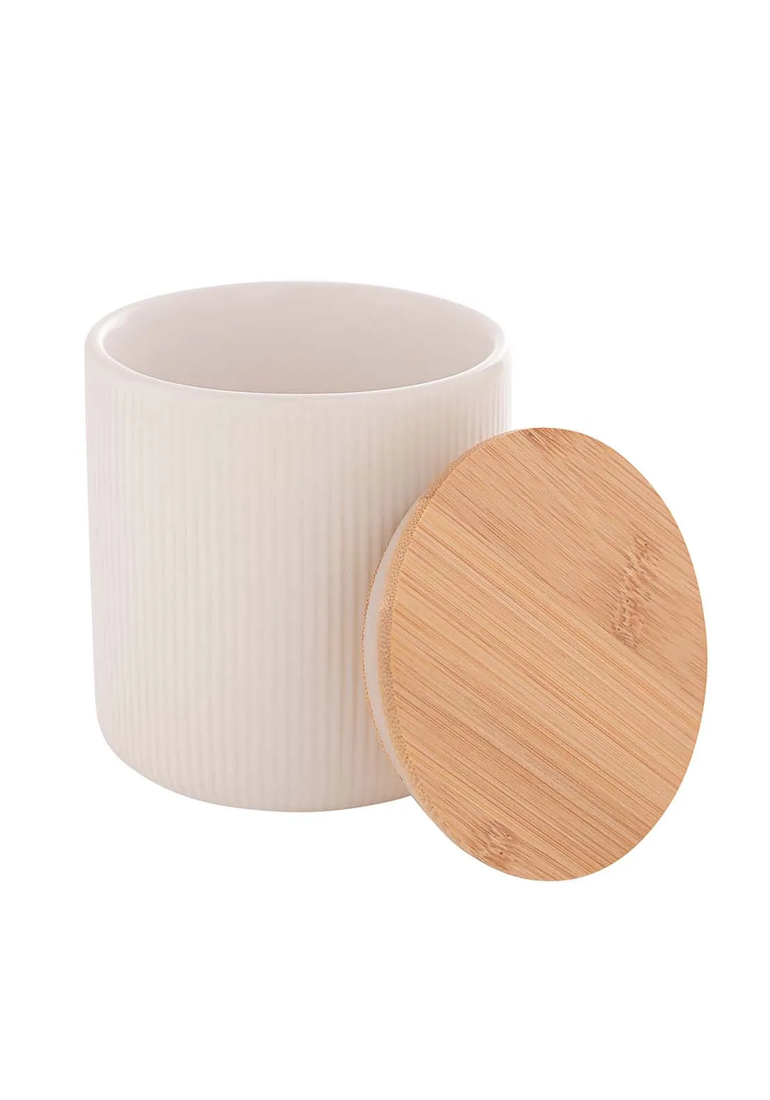 Ribbed Sugar Pot - White