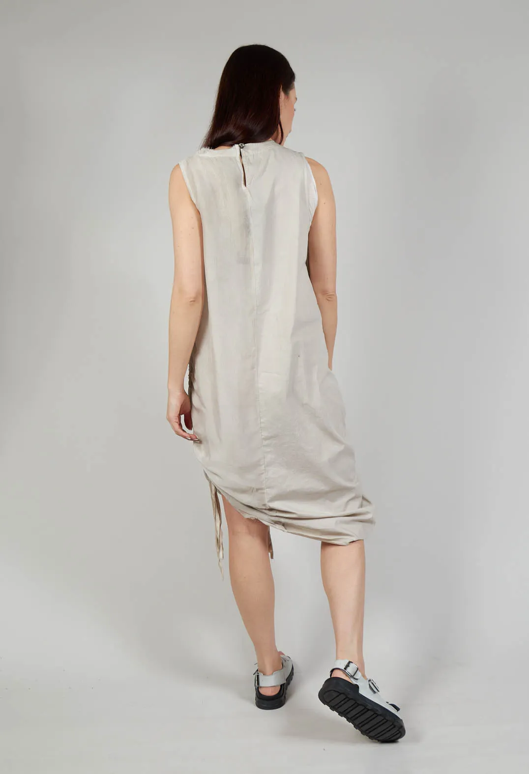 Ruched Dress in Tela Paracadute Tinto Freddo Desert