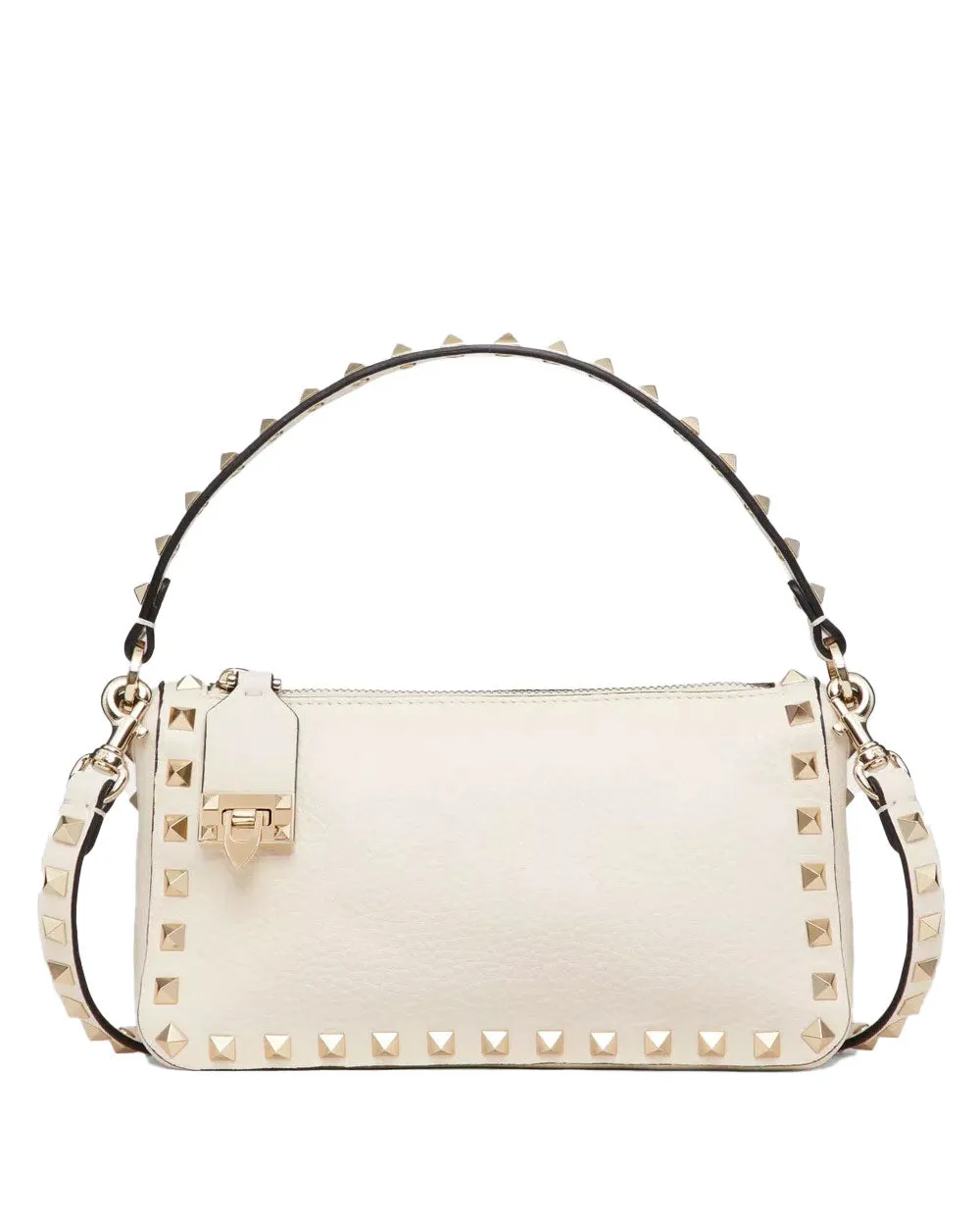 Small Rockstud Shoulder Bag in Light Ivory