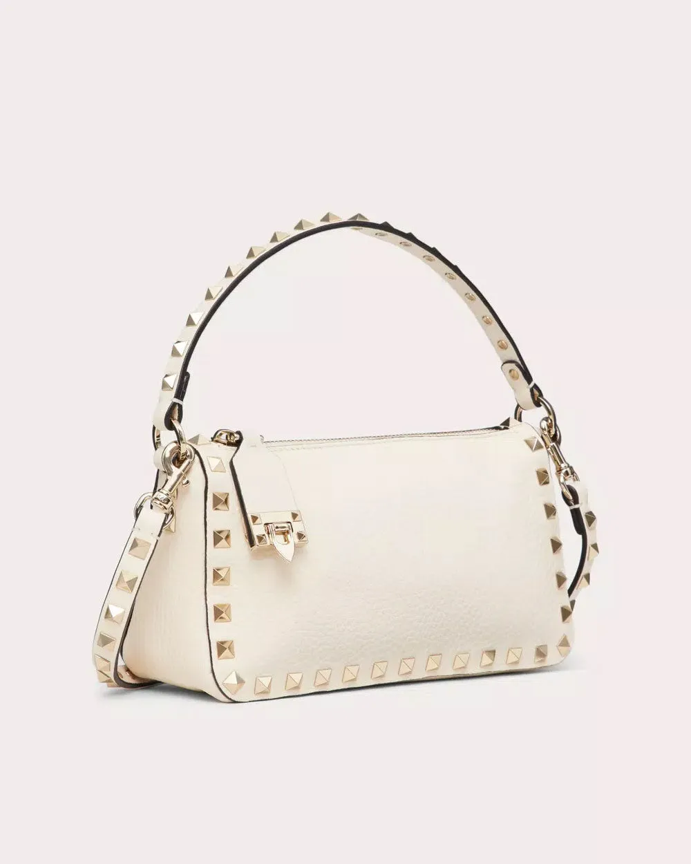 Small Rockstud Shoulder Bag in Light Ivory