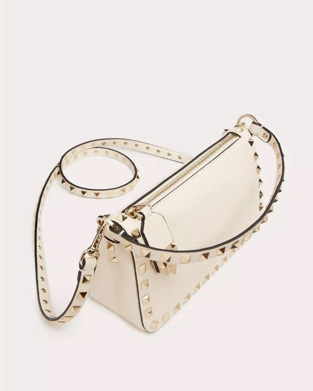 Small Rockstud Shoulder Bag in Light Ivory