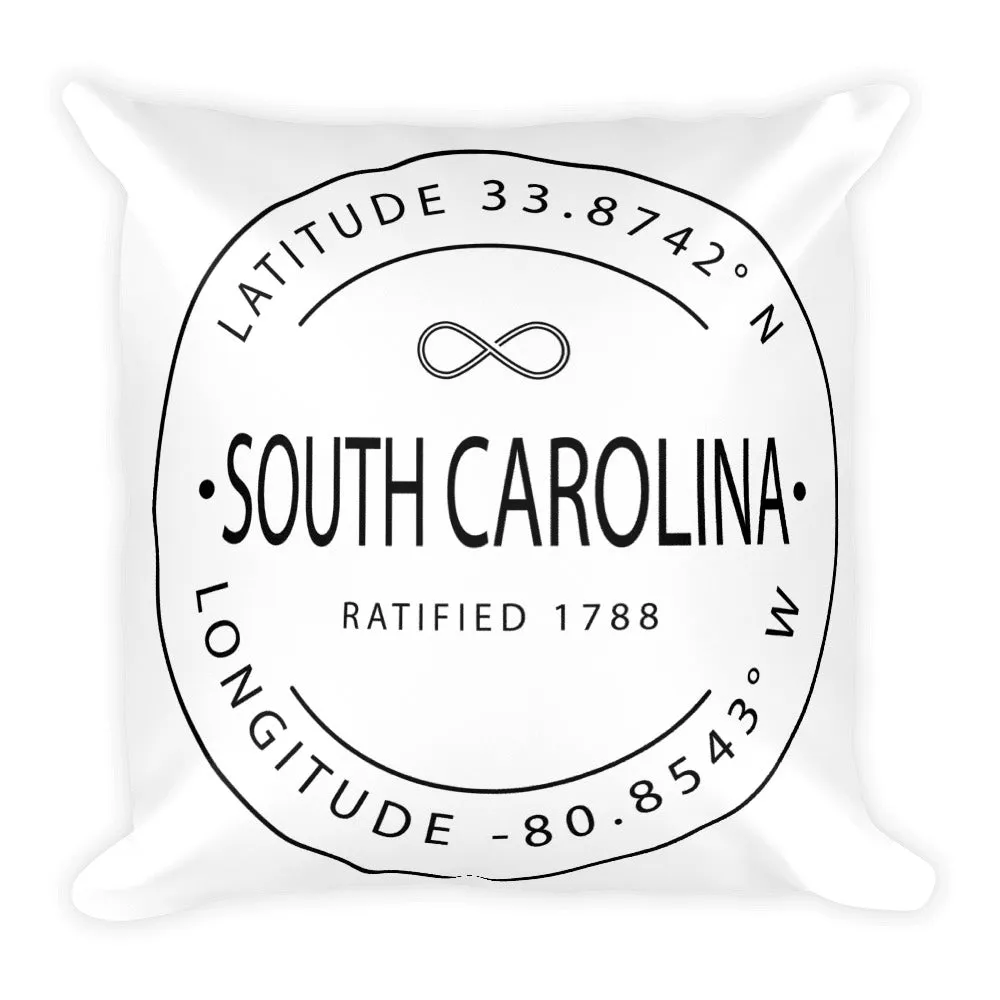 South Carolina - Throw Pillow - Latitude & Longitude