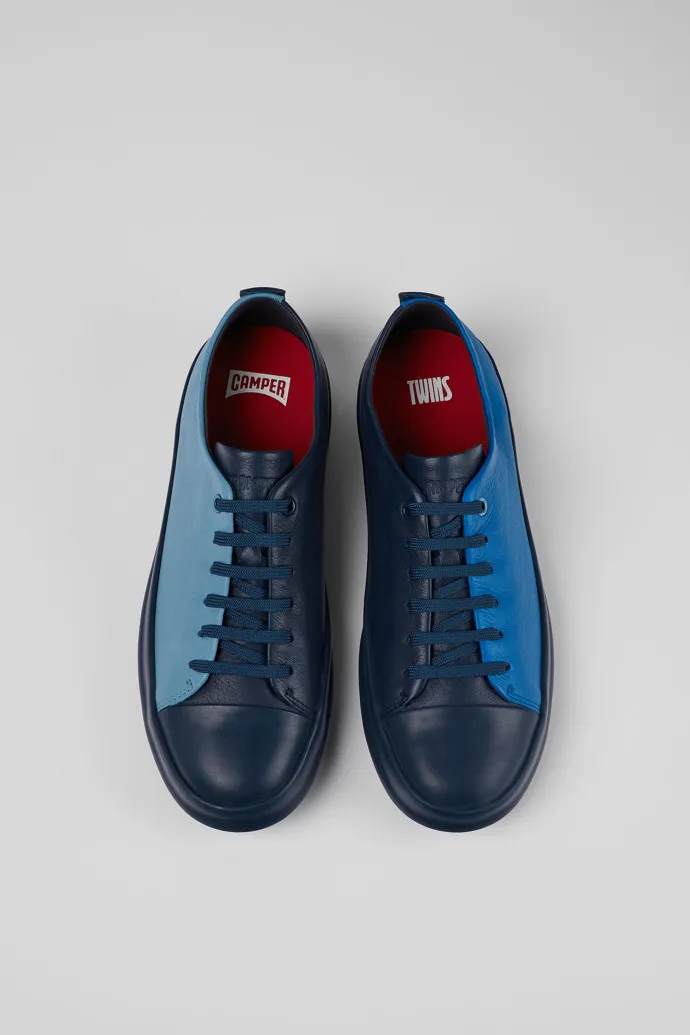 Twins Blue Leather Sneaker for Men