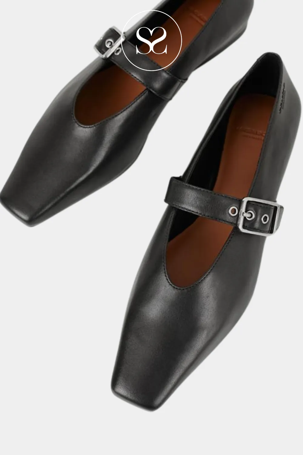 VAGABOND WIOLETTA BLACK LEATHER FLAT PUMP SHOES