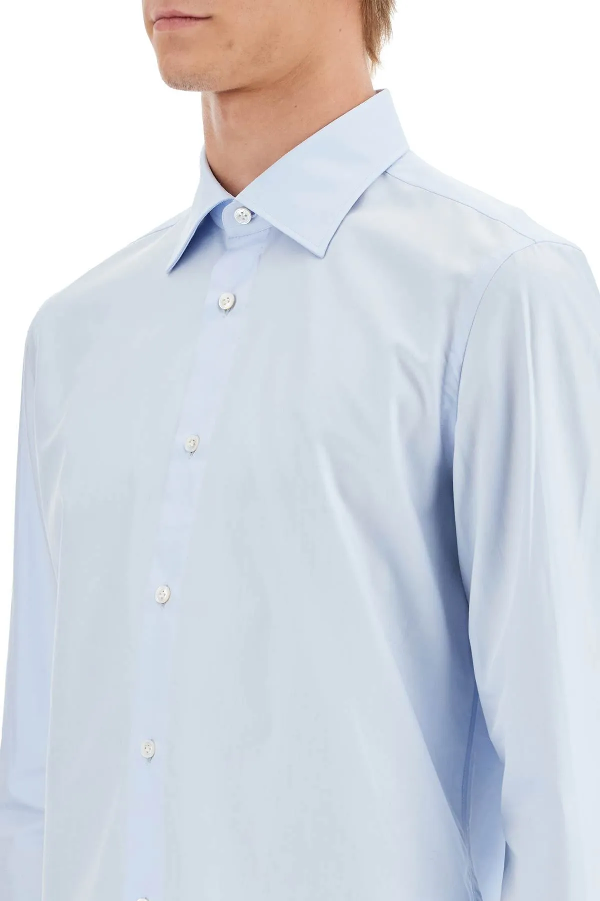 Vincenzo Di R Ugg Iero Slim Fit Twill Shirt For Men   Light Blue