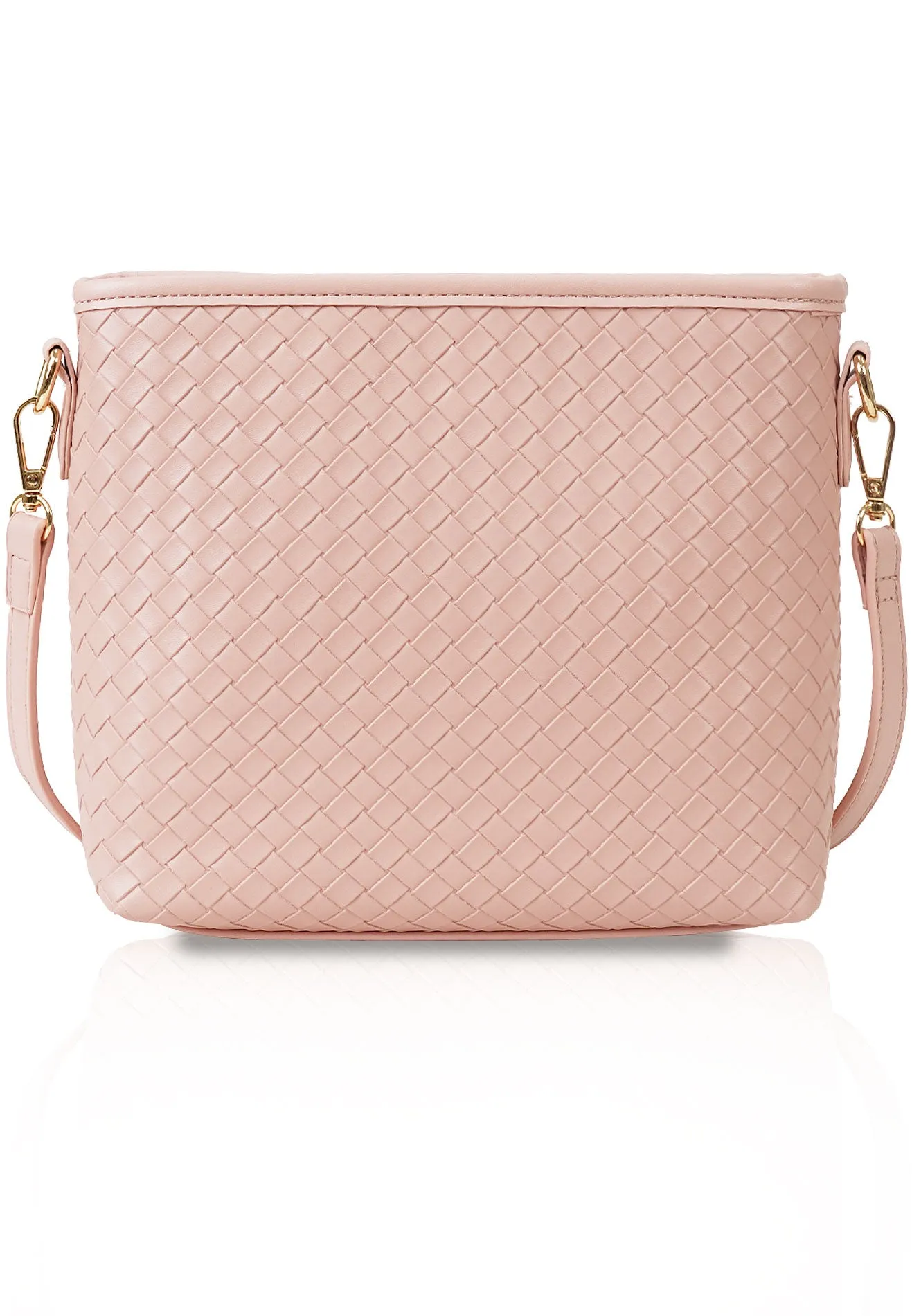 VOIR HANNAH Woven Embossed Zipper Crossbody Bag