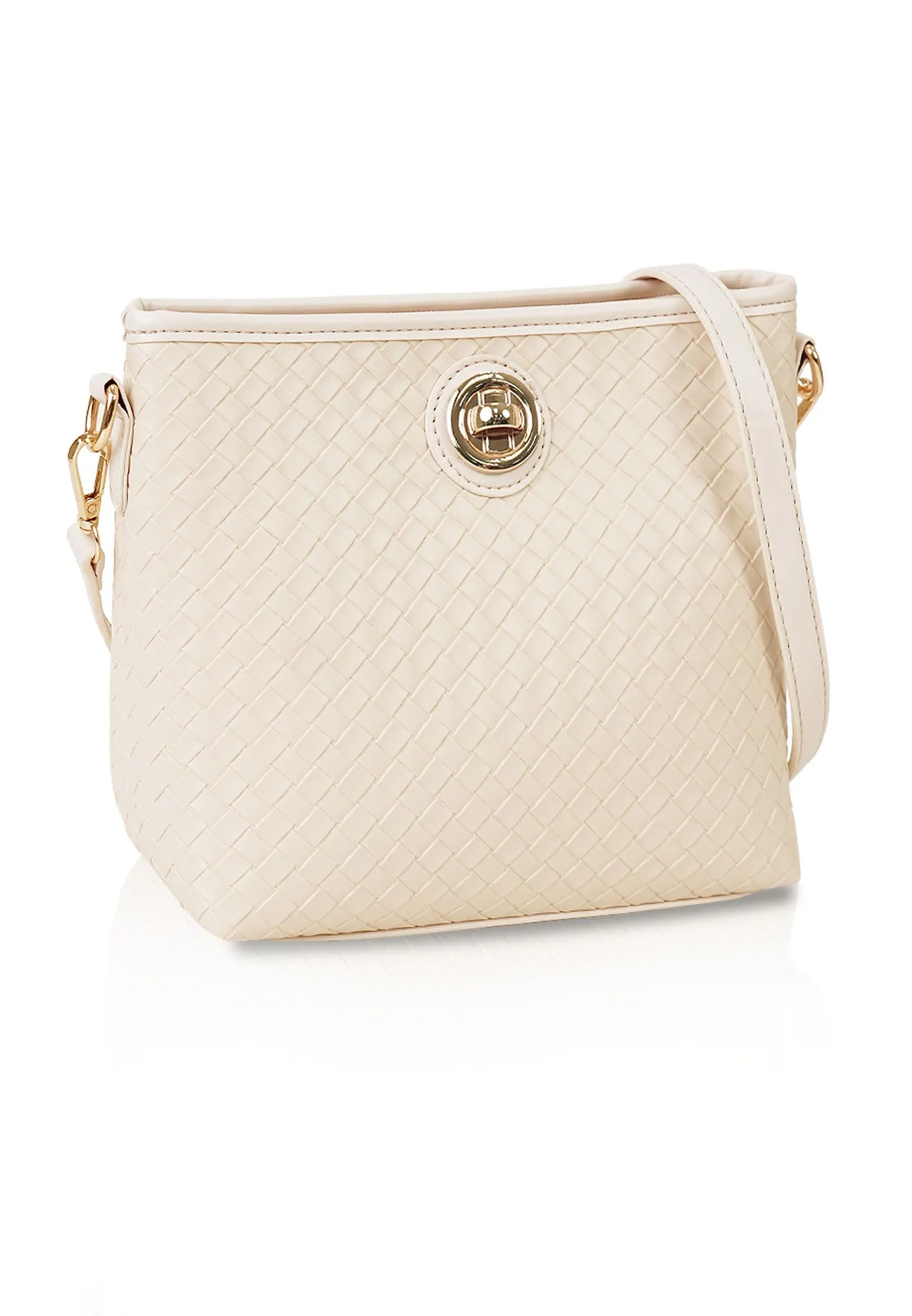 VOIR HANNAH Woven Embossed Zipper Crossbody Bag