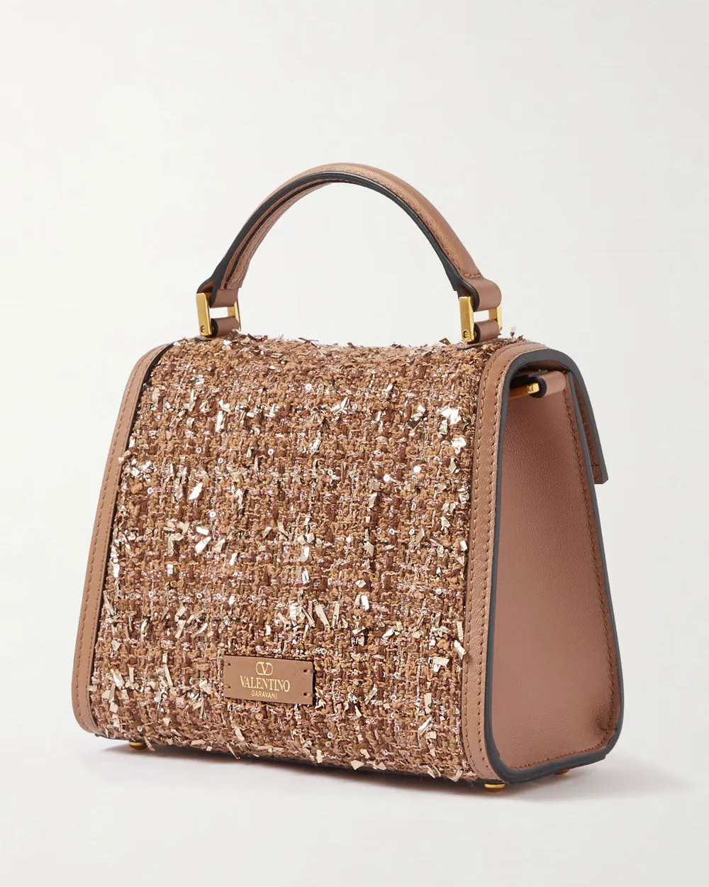 Vsling Mini Top Handle Bag in Beige and Taupe