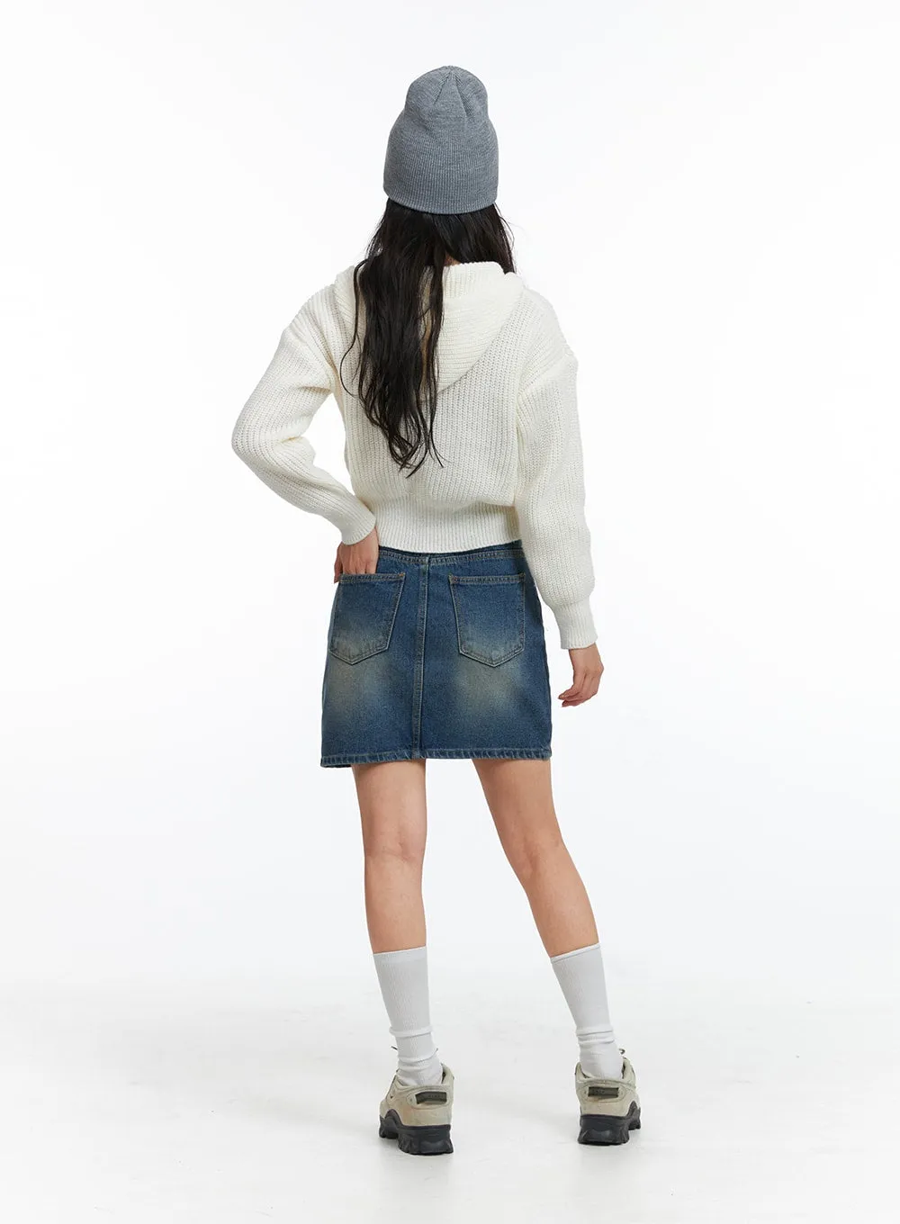 Washed Mini Denim Skirt OJ431