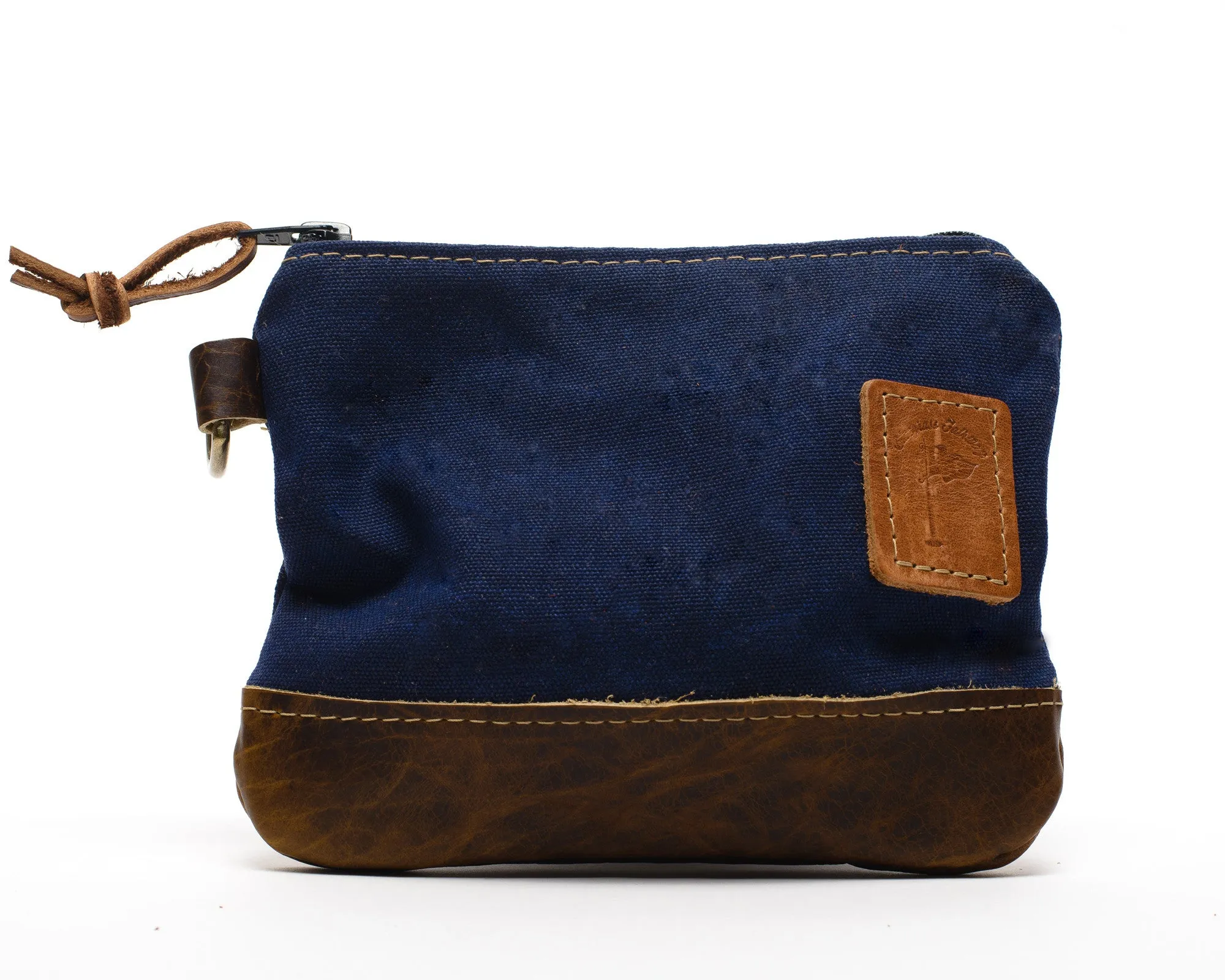 Waxed Canvas Zippered Golf Valuables Field Pouch in Navy